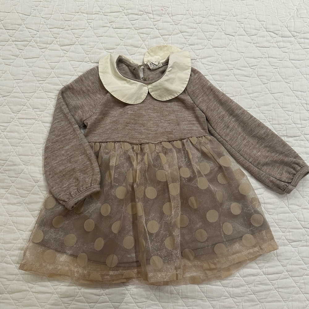 Cute polka dot mix fabric dress size age 2~3